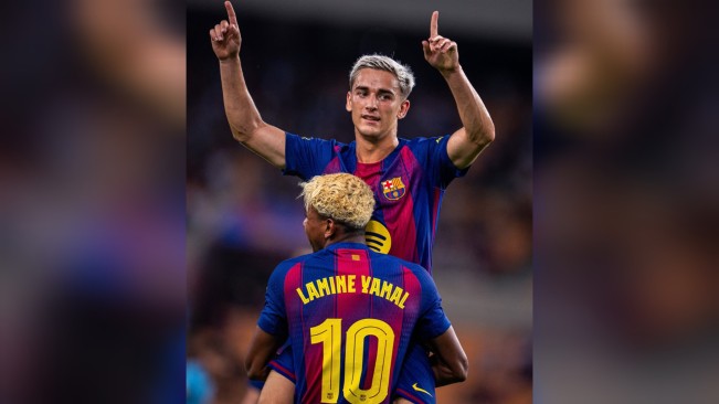 Pemain Barcelona selebrasi usai cetak gol. [Instagram]